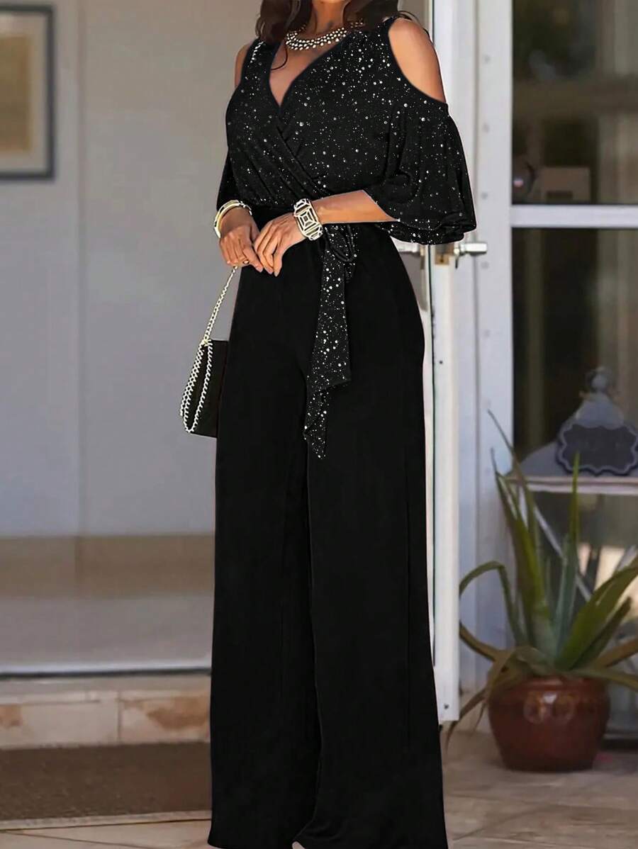 Macacão Inawly Ombro à Mostra Perna Larga