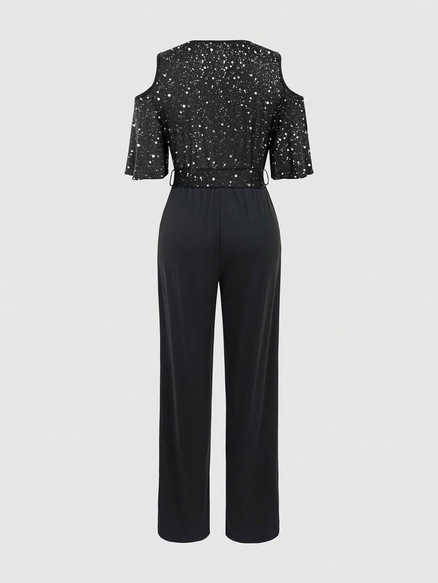 Macacão Inawly Ombro à Mostra Perna Larga