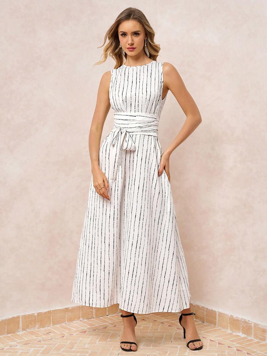 Vestido Clara Elegante Longo Geométrico Minimalista