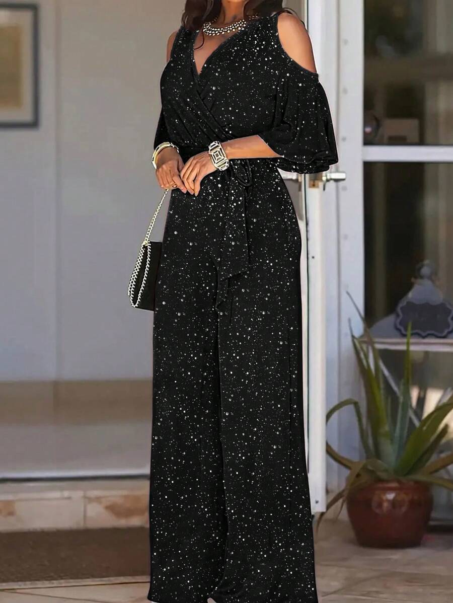 Macacão Inawly Ombro à Mostra Perna Larga