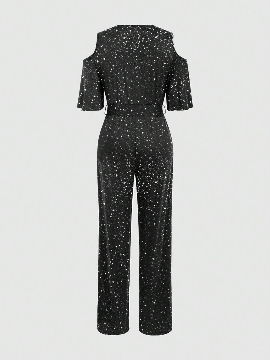 Macacão Inawly Ombro à Mostra Perna Larga