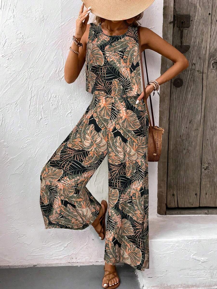 Conjunto Serena Tropical Regata e Calça Solta