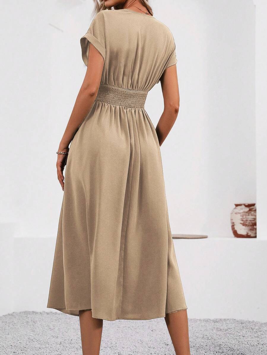 Vestido Aurora Longo Plissado Decote V