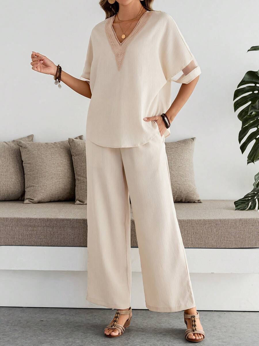 Conjunto Emery Rose Outono Camisa e Calça Perna Larga