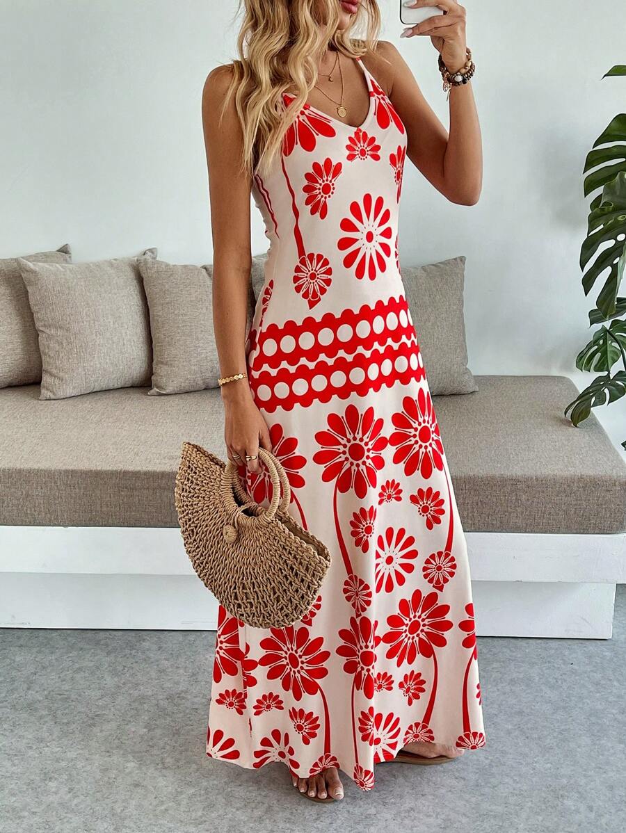 Vestido Maya Boho Longo Alça Fina Tropical