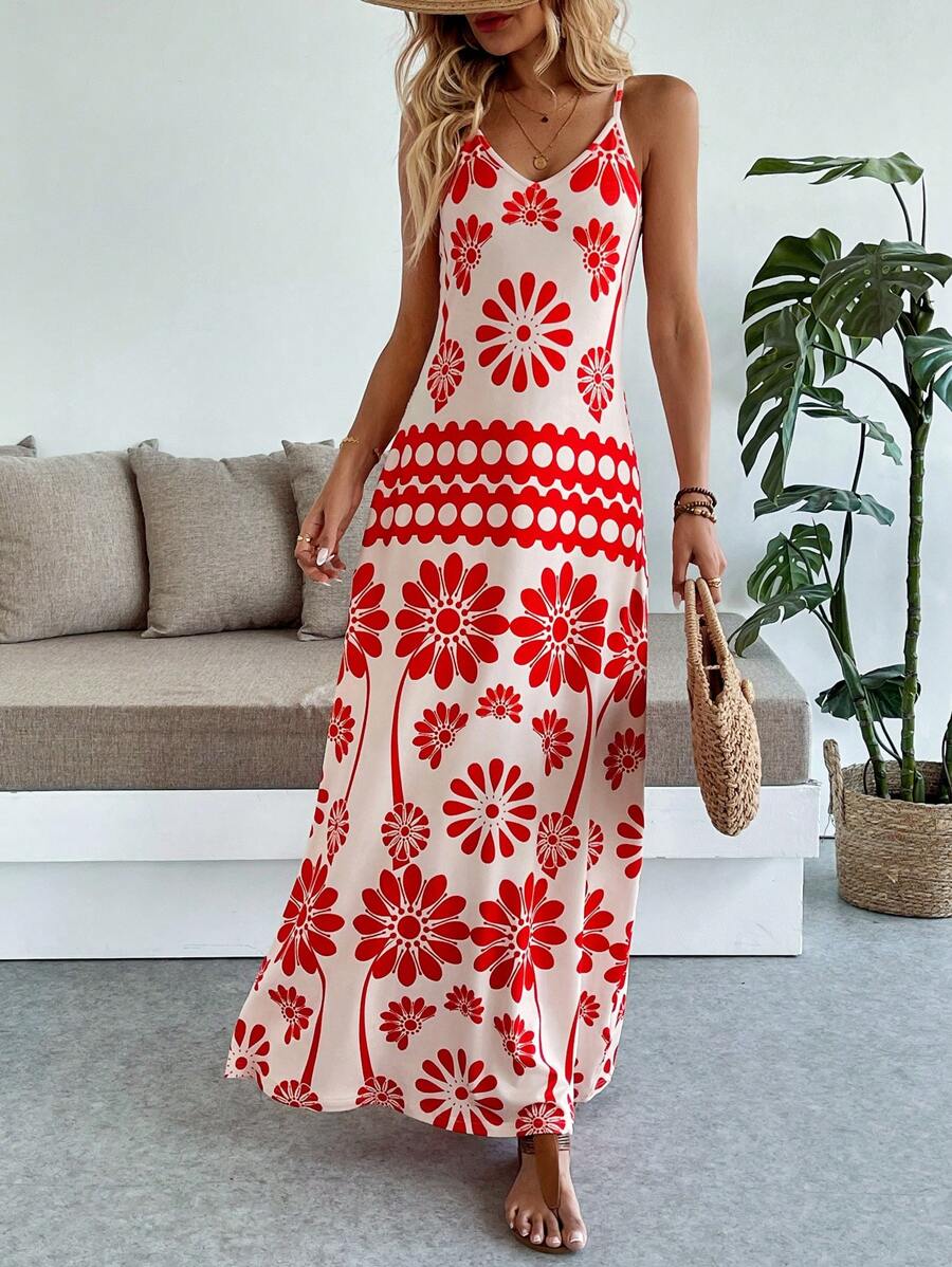 Vestido Maya Boho Longo Alça Fina Tropical
