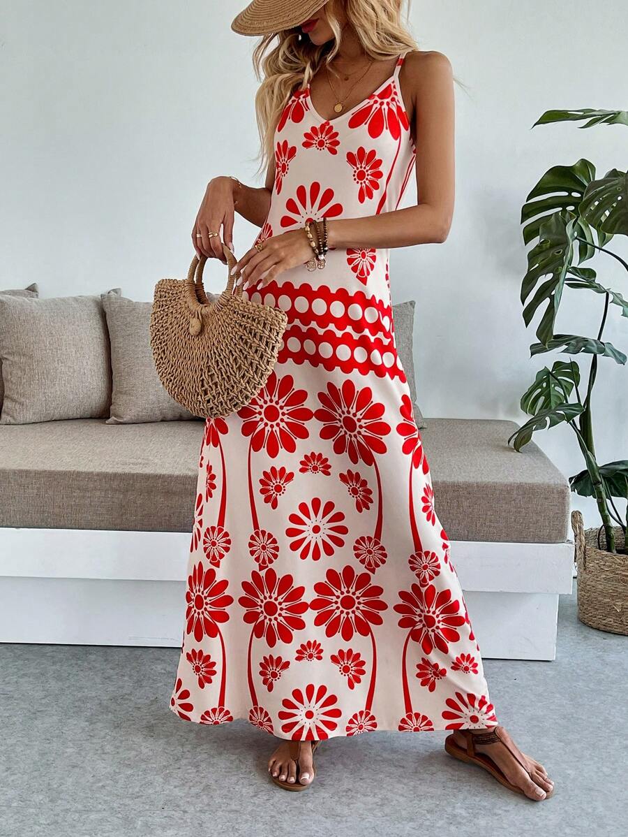 Vestido Maya Boho Longo Alça Fina Tropical