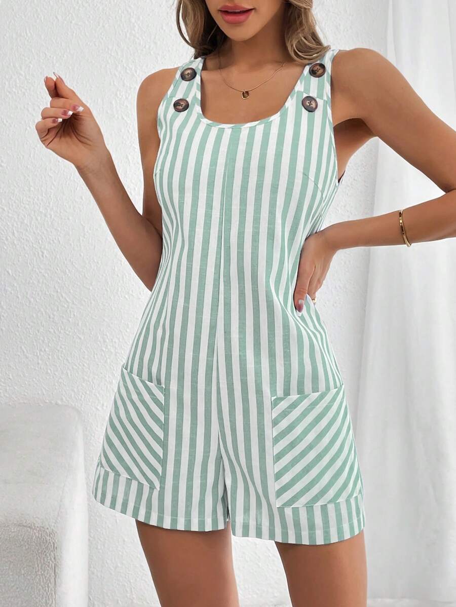 Macacão Curto Essence Listrado Casual