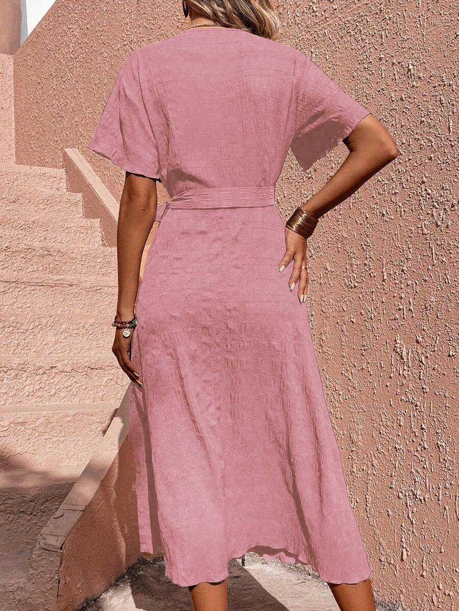 Vestido Clara Casual Longo com Laço Lateral