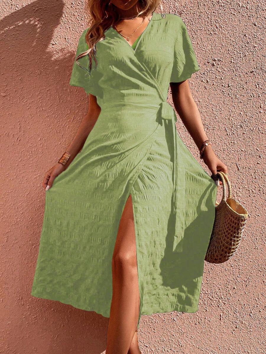 Vestido Clara Casual Longo com Laço Lateral