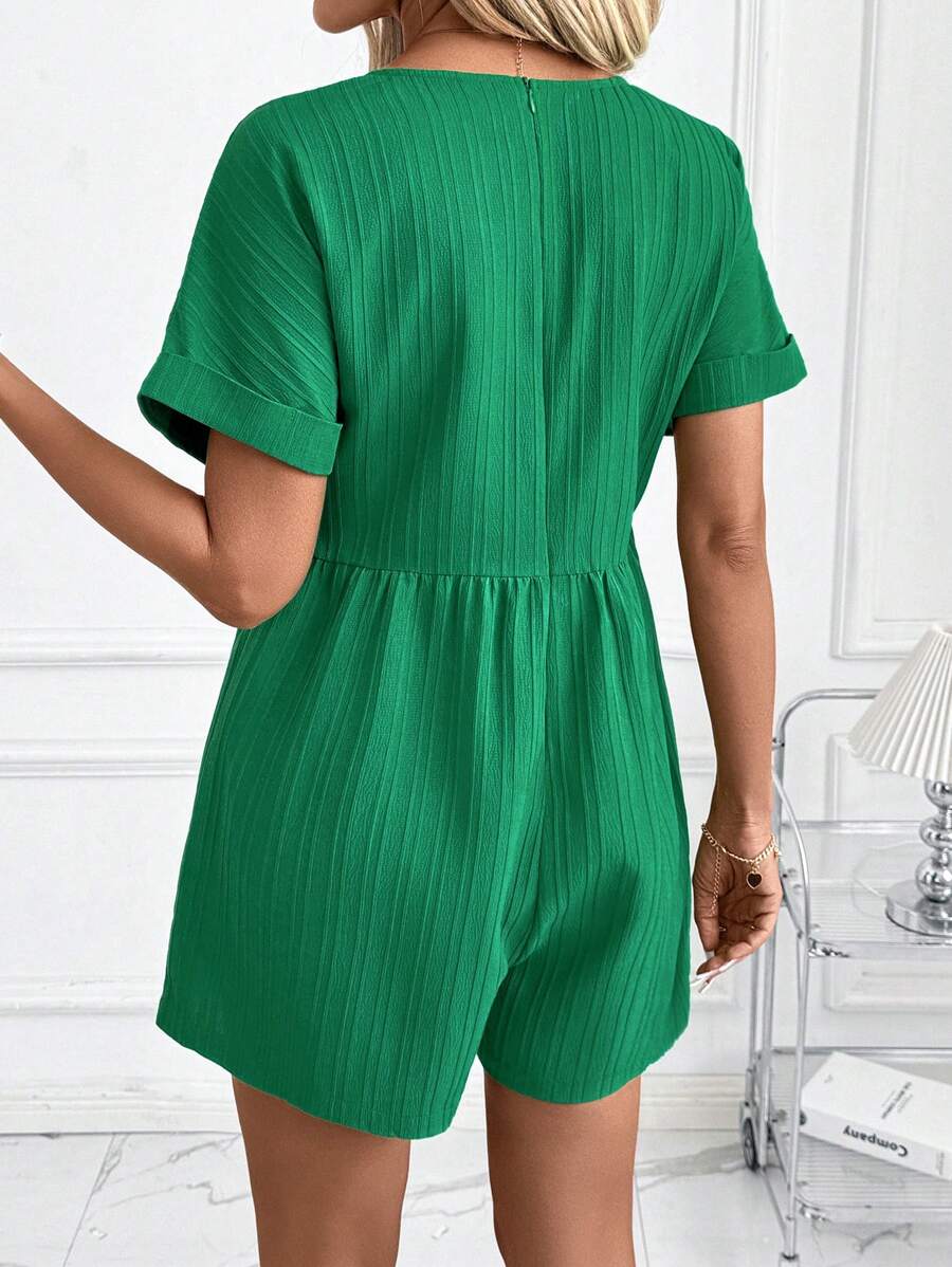 Macaquinho Laura Casual Jacquard Decote V