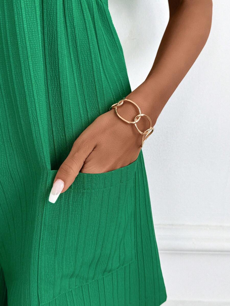 Macaquinho Laura Casual Jacquard Decote V