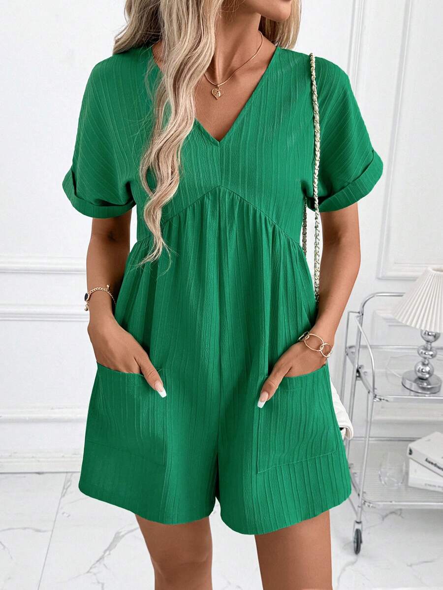 Macaquinho Laura Casual Jacquard Decote V