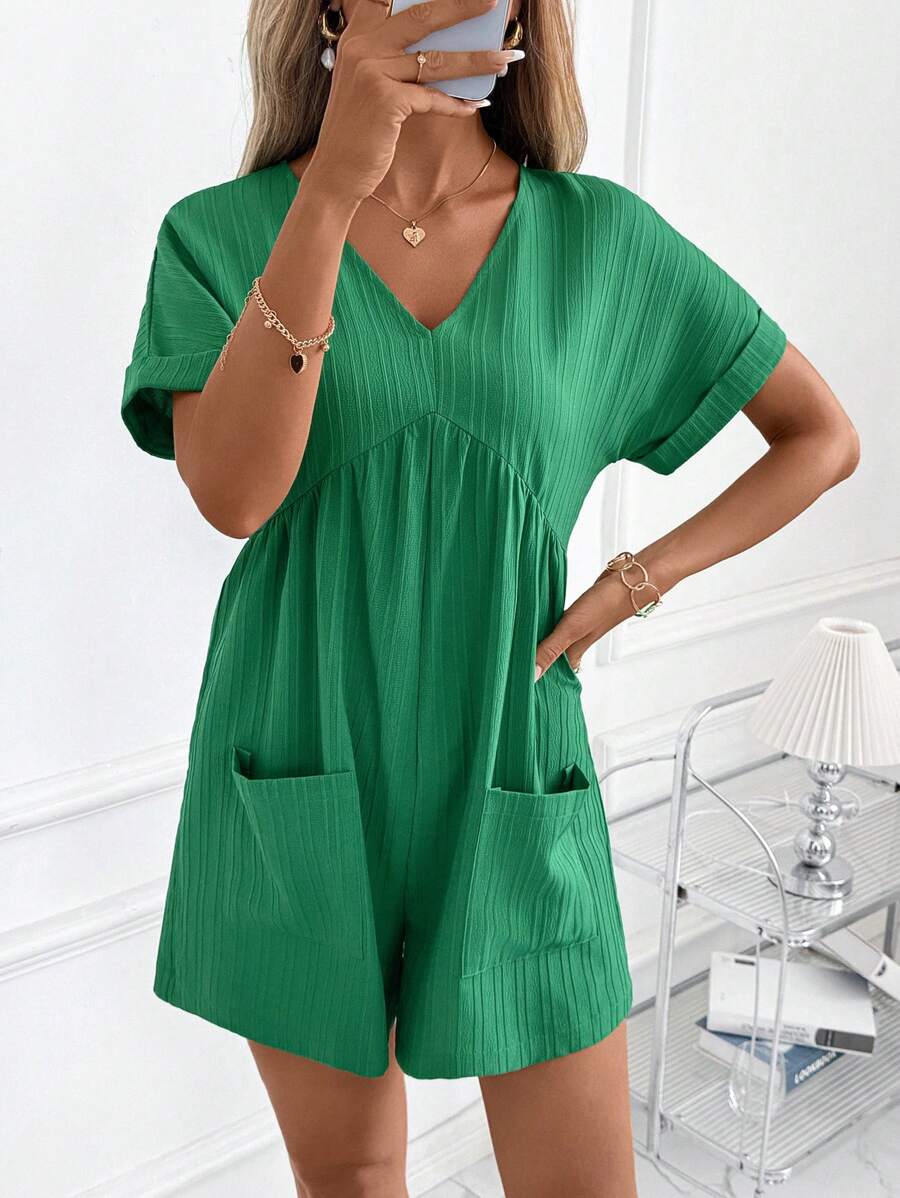 Macaquinho Laura Casual Jacquard Decote V