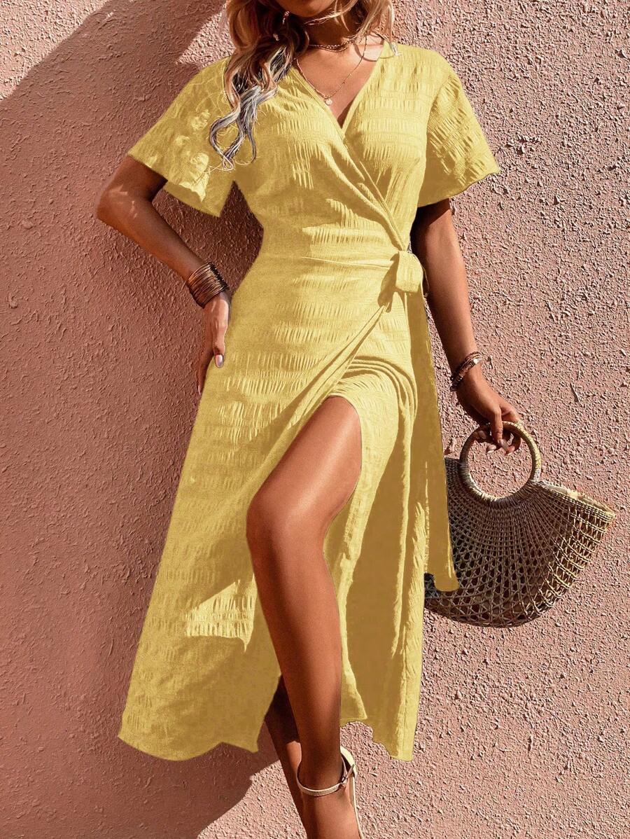 Vestido Clara Casual Longo com Laço Lateral