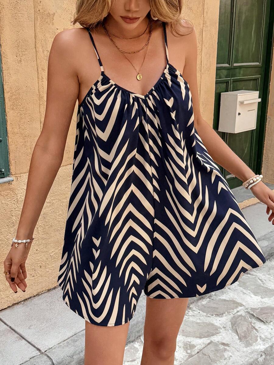 Macacão Curto Brillora Estampado Casual