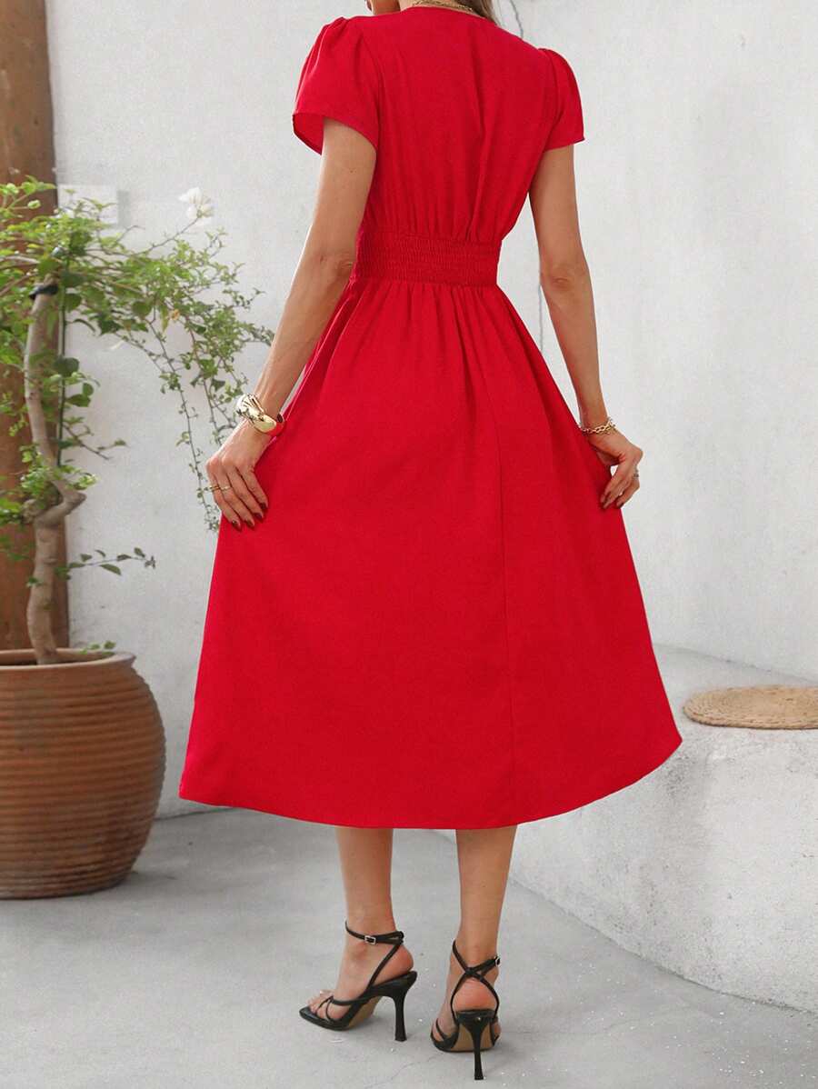 Vestido Elisa Casual Midi Assimétrico com Bolso