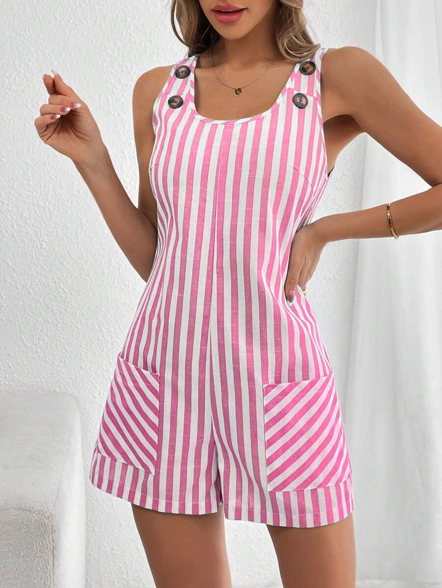 Macacão Curto Essence Listrado Casual