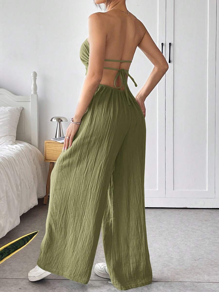 Macacão Ezoria Tubo Perna Larga Verão