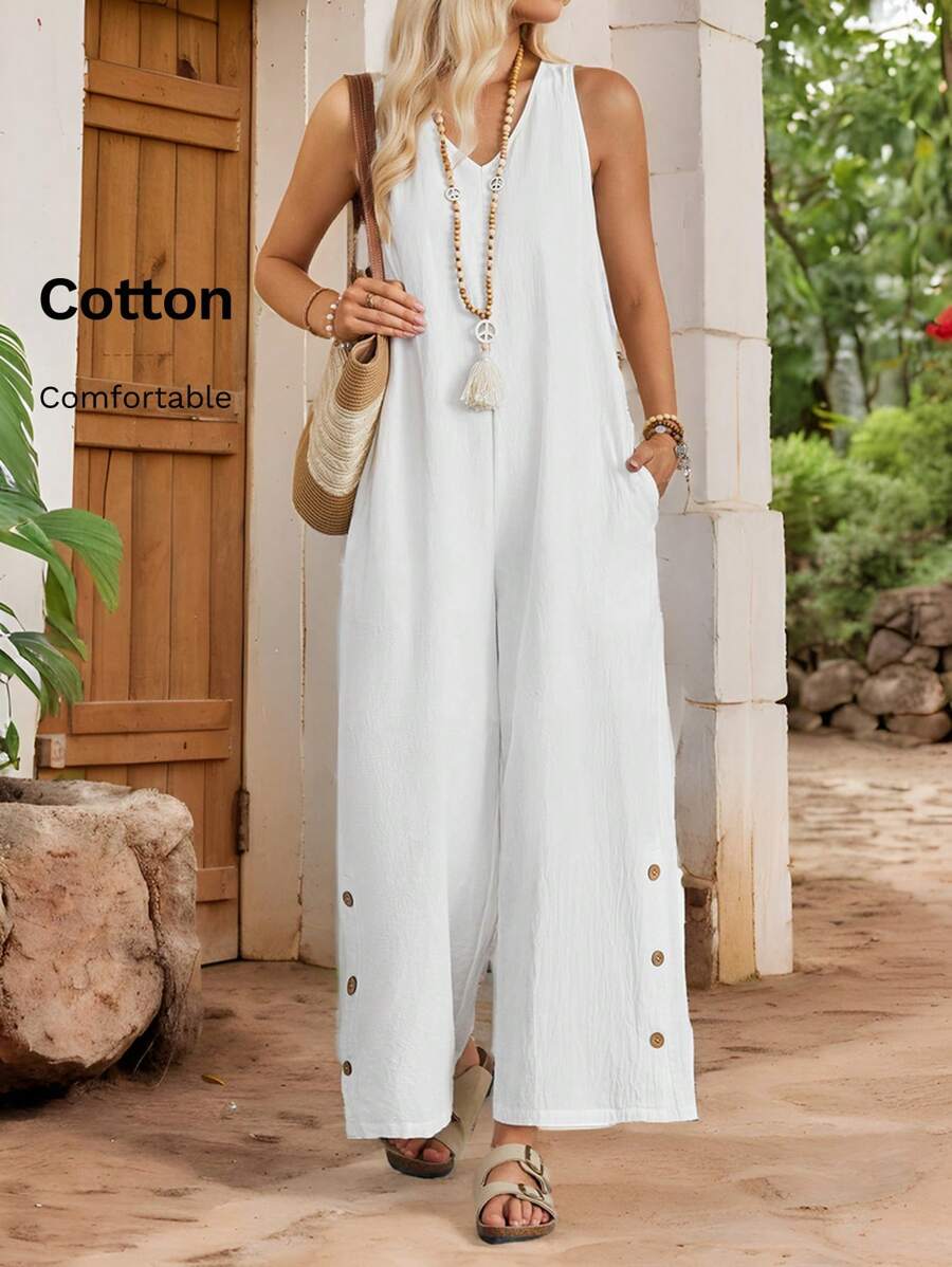 Macacão Emery Rose Casual Perna Larga