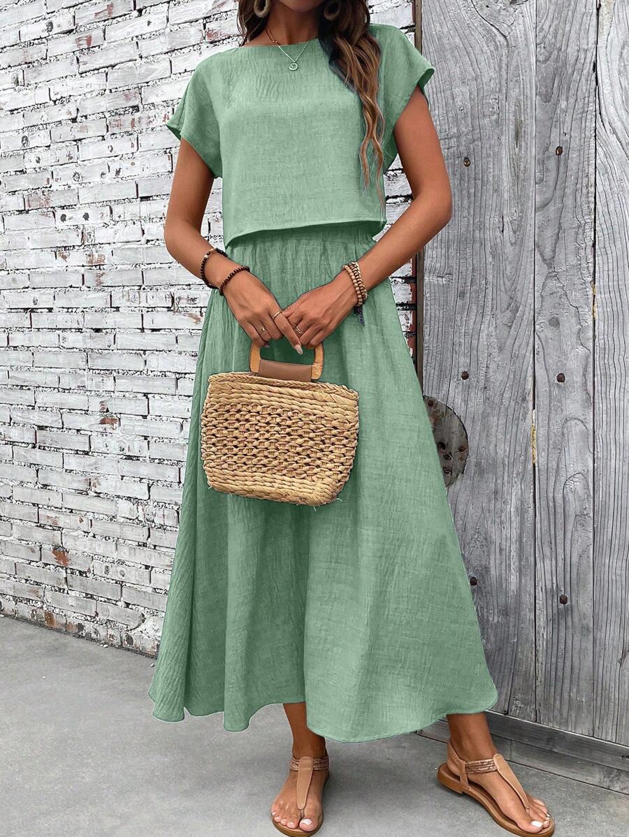 Conjunto Serena Top Curto e Saia Mini