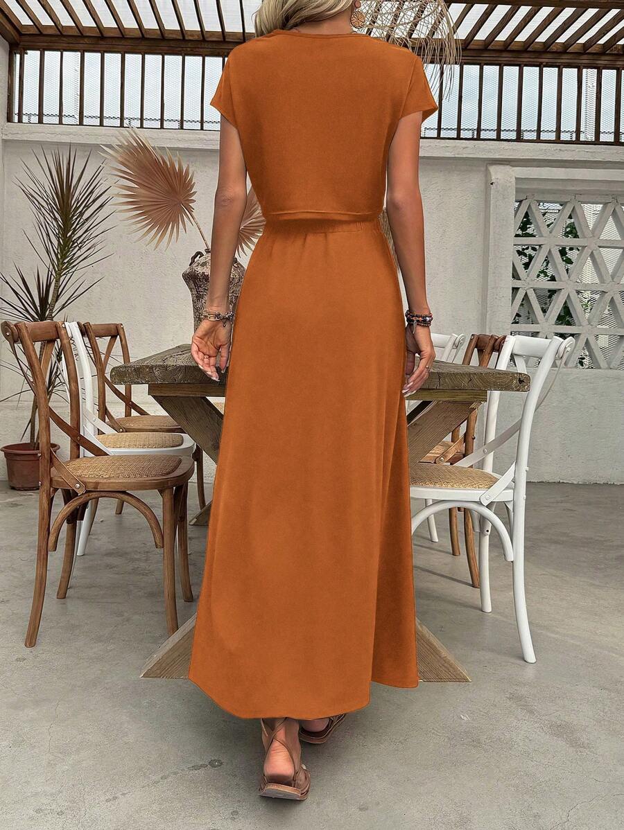 Conjunto Serena Top Cropped e Saia Fenda Alta