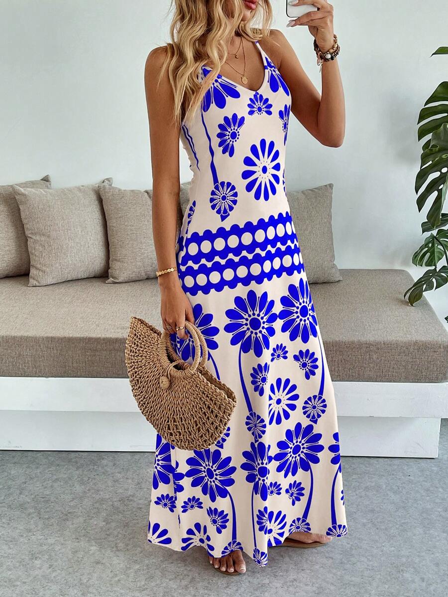 Vestido Maya Boho Longo Alça Fina Tropical