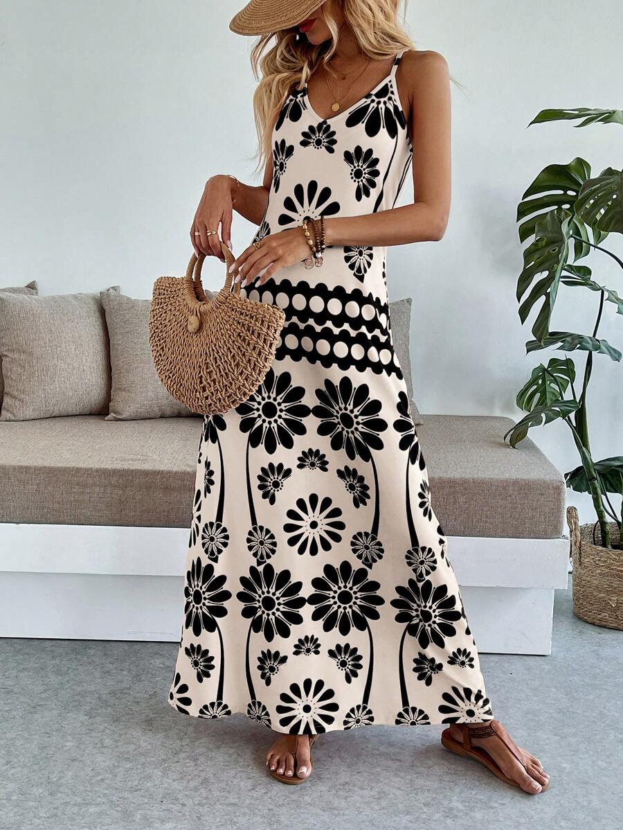 Vestido Maya Boho Longo Alça Fina Tropical