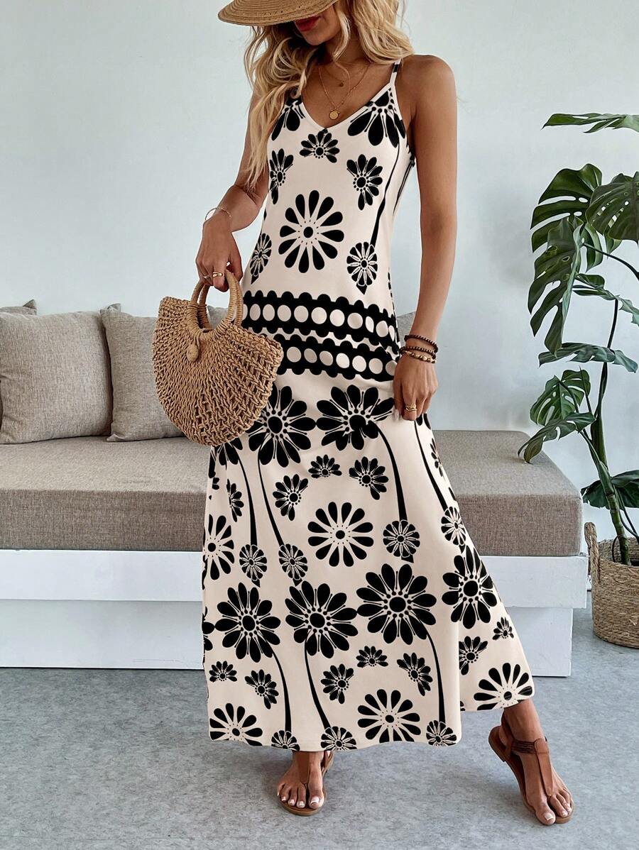 Vestido Maya Boho Longo Alça Fina Tropical