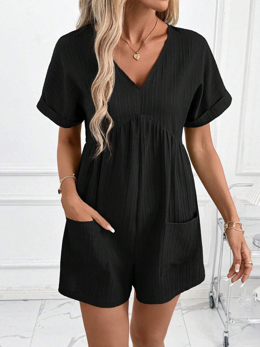 Macaquinho Laura Casual Jacquard Decote V