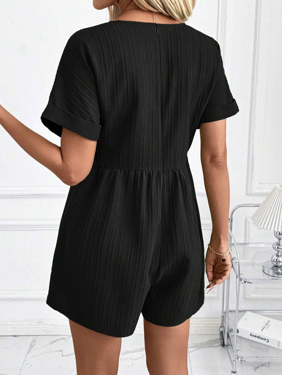 Macaquinho Laura Casual Jacquard Decote V