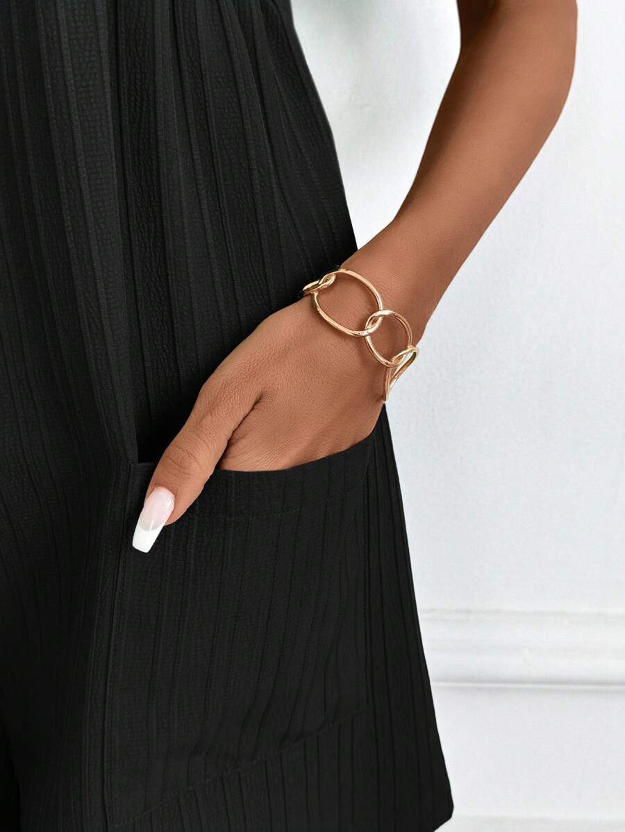 Macaquinho Laura Casual Jacquard Decote V