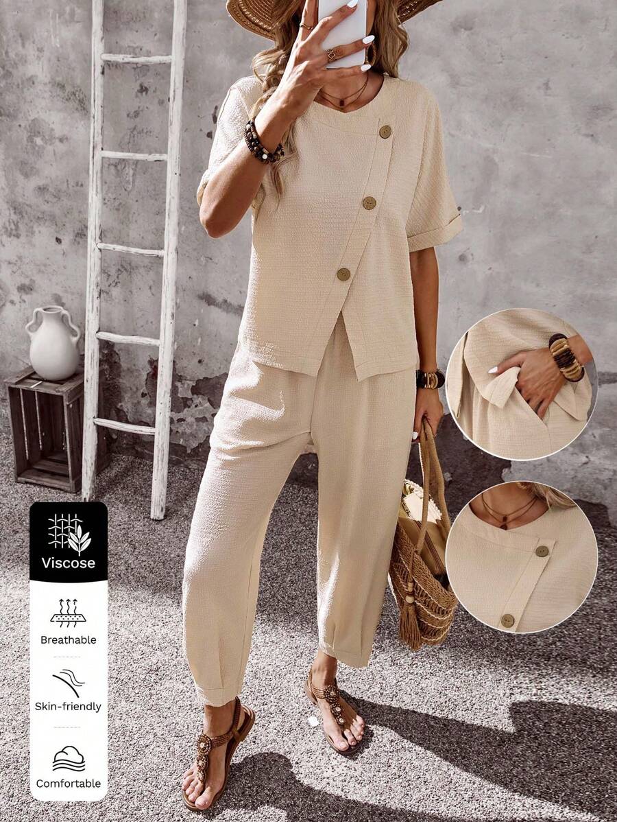 Conjunto Aurora Verão Blusa e Calça Casual