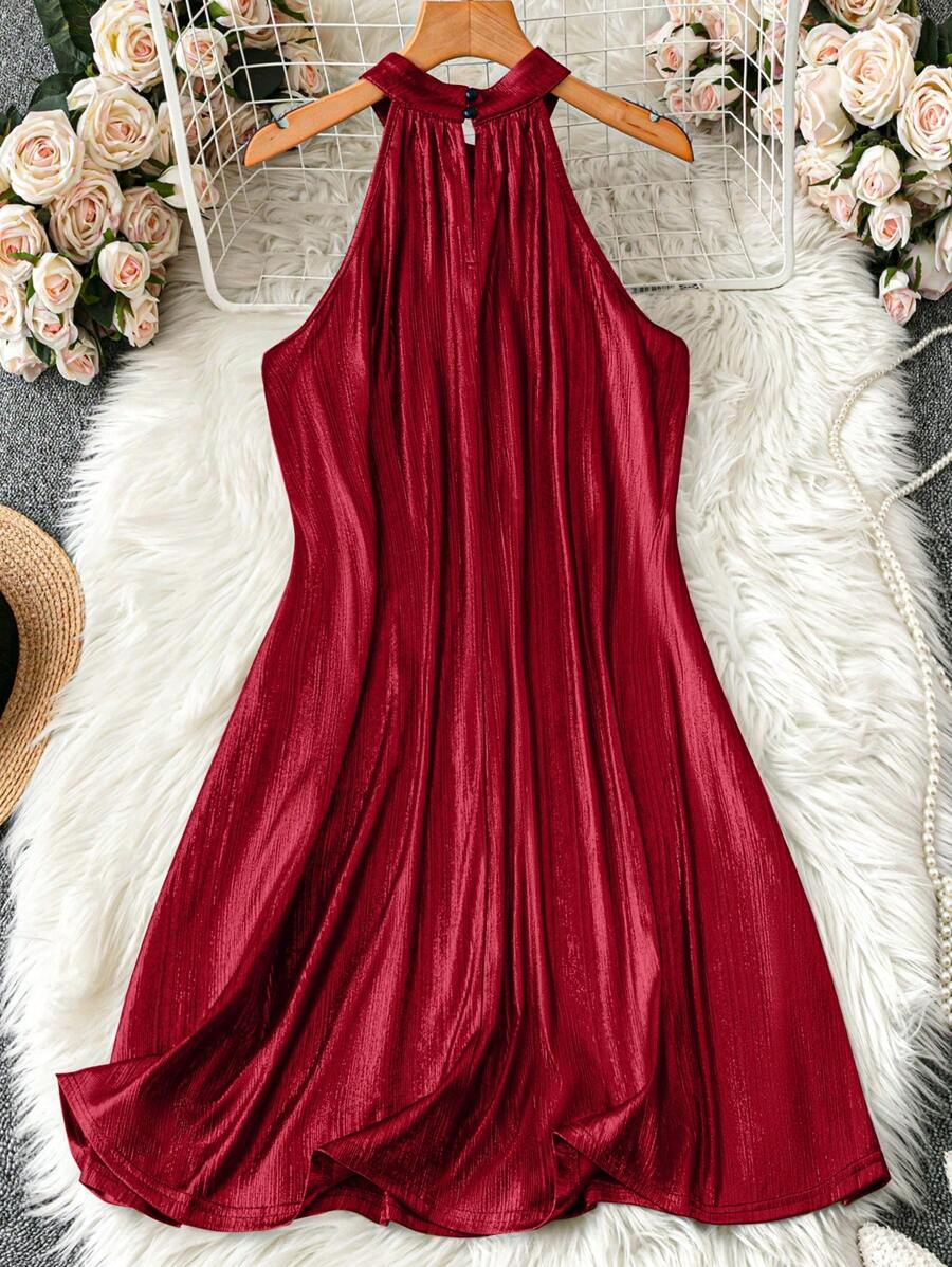 Vestido Aurora Elegante Curto Frente Única Dourado