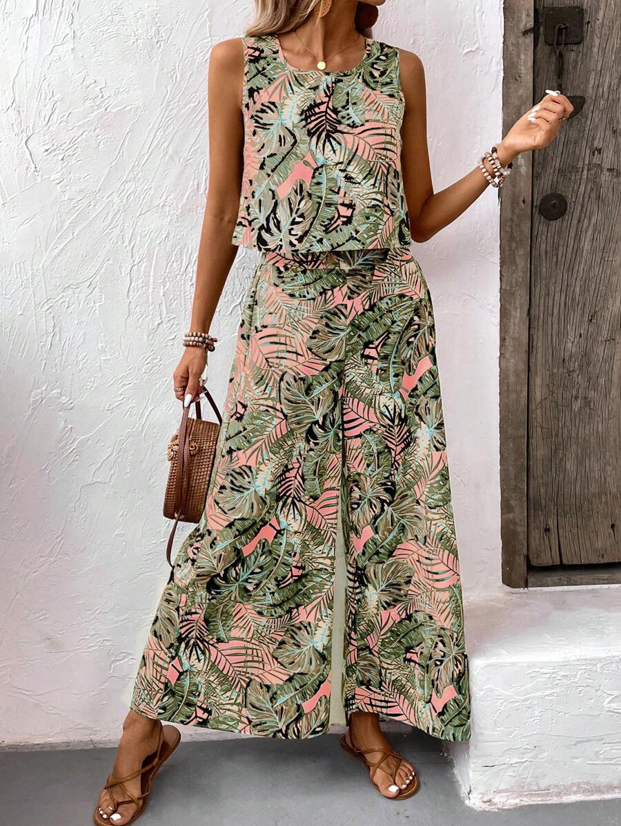 Conjunto Serena Tropical Regata e Calça Solta