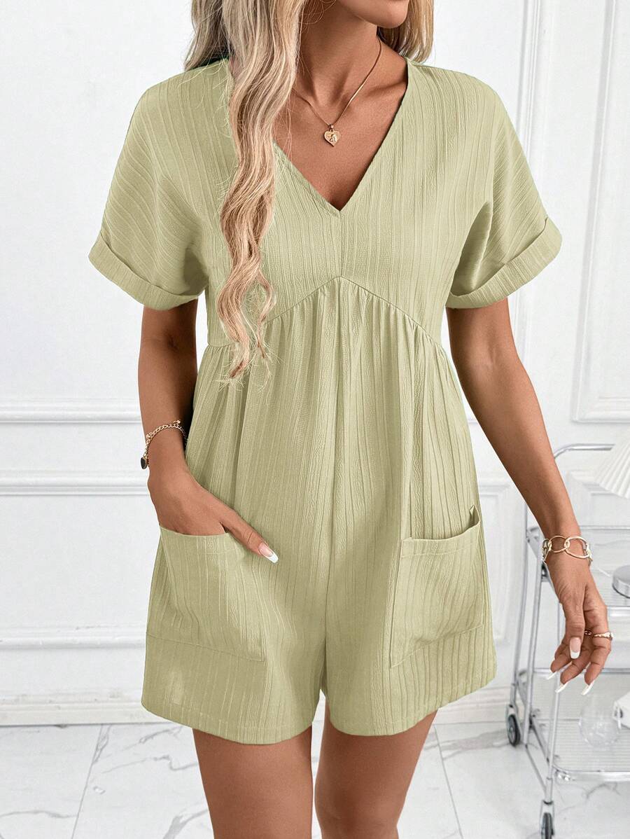 Macaquinho Laura Casual Jacquard Decote V