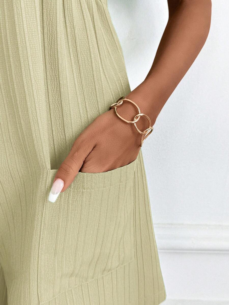 Macaquinho Laura Casual Jacquard Decote V