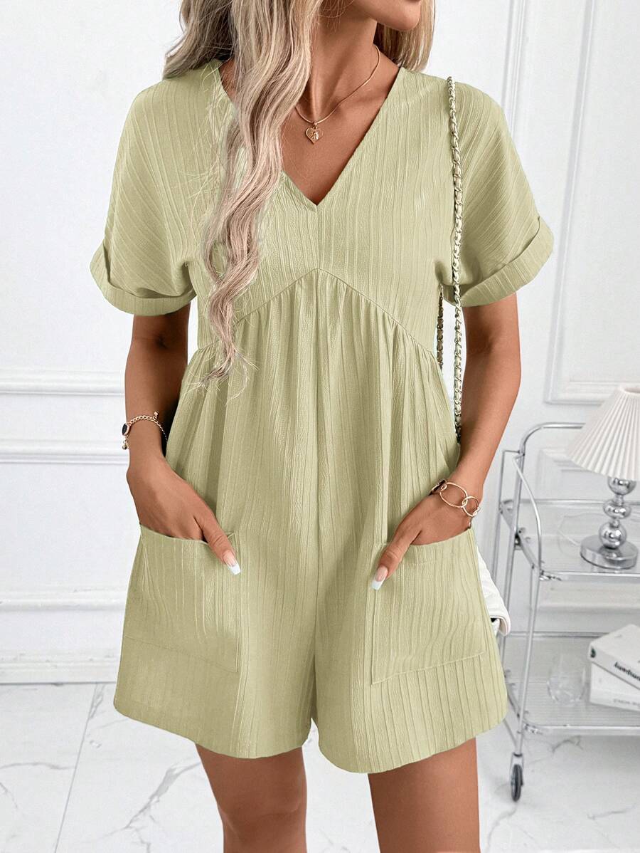 Macaquinho Laura Casual Jacquard Decote V