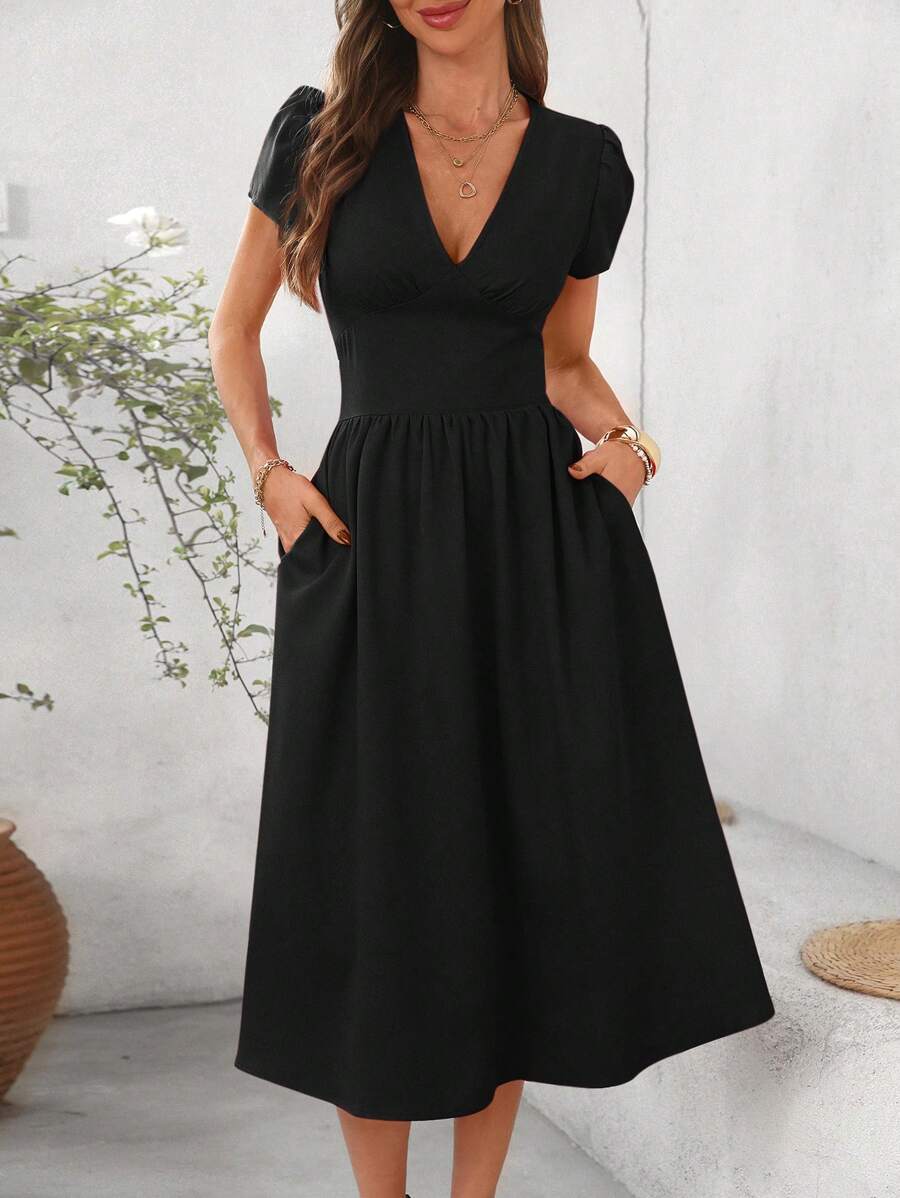 Vestido Elisa Casual Midi Assimétrico com Bolso