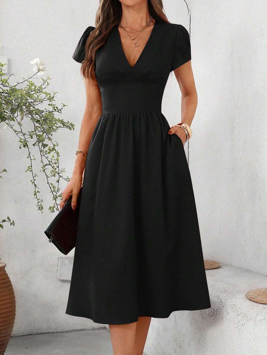 Vestido Elisa Casual Midi Assimétrico com Bolso