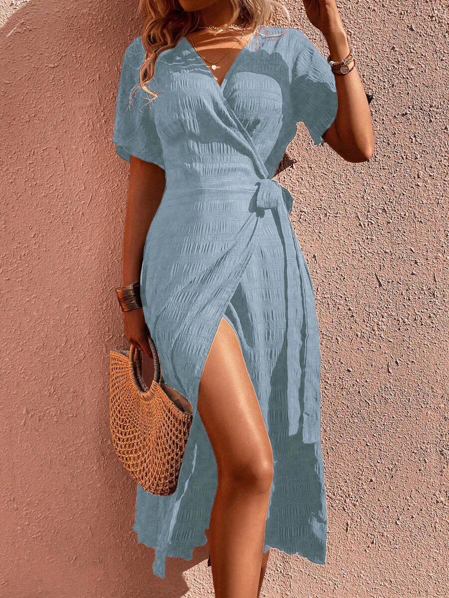 Vestido Clara Casual Longo com Laço Lateral