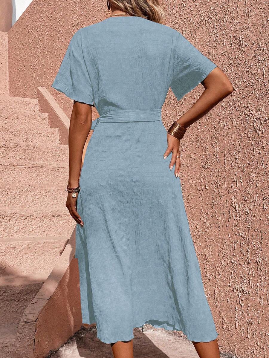 Vestido Clara Casual Longo com Laço Lateral