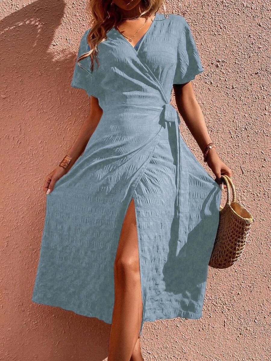 Vestido Clara Casual Longo com Laço Lateral