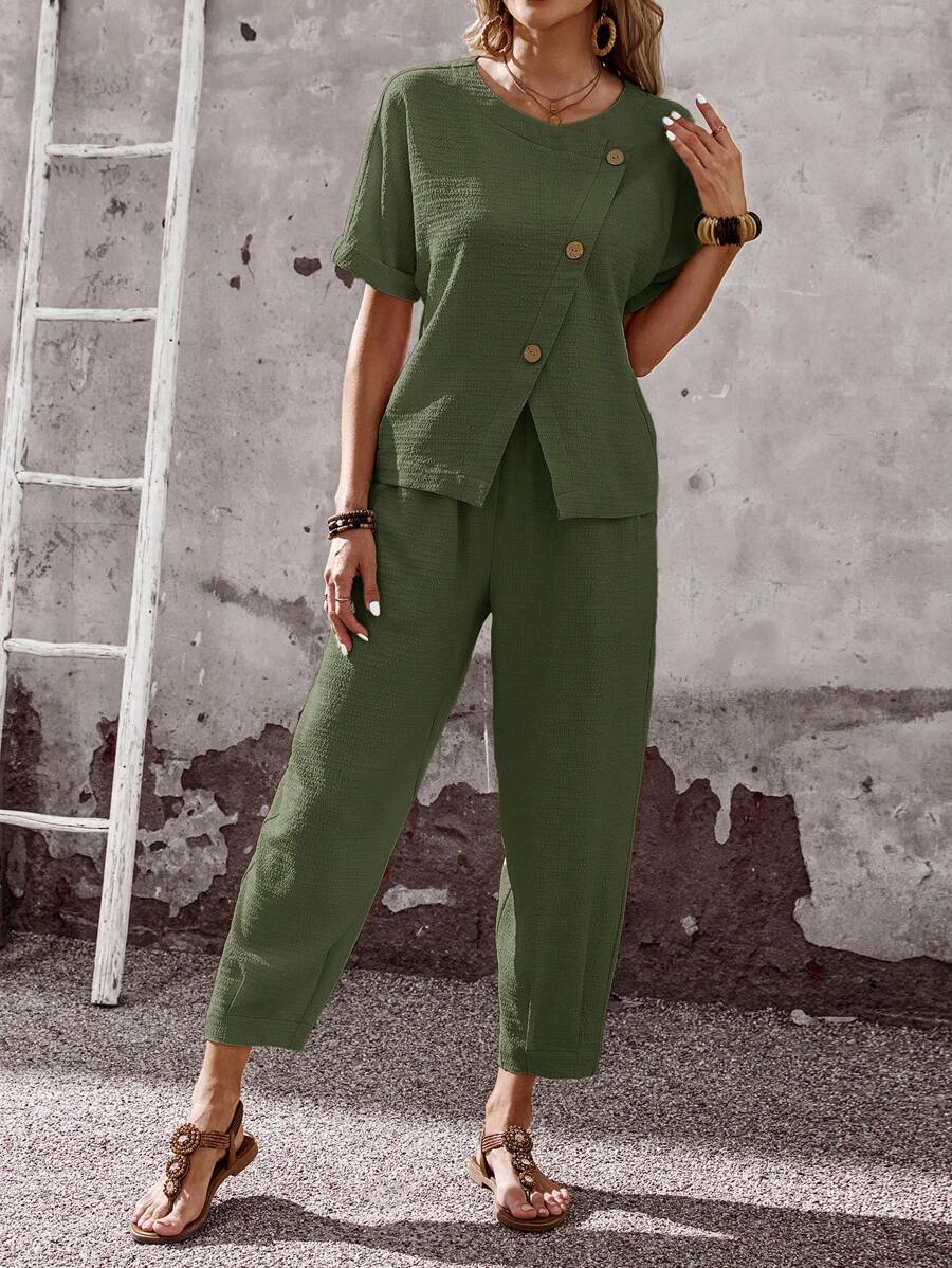 Conjunto Aurora Verão Blusa e Calça Casual