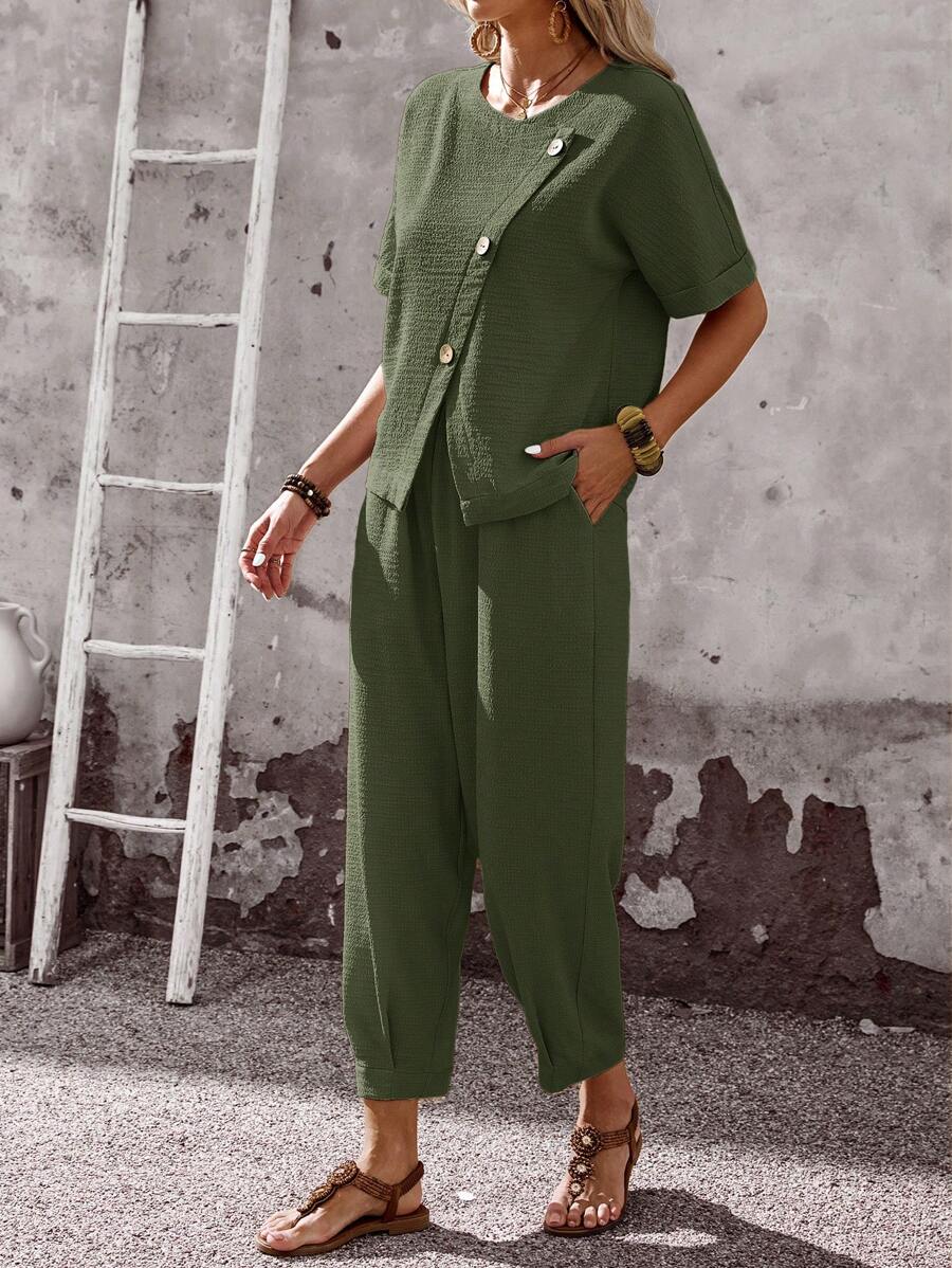 Conjunto Aurora Verão Blusa e Calça Casual