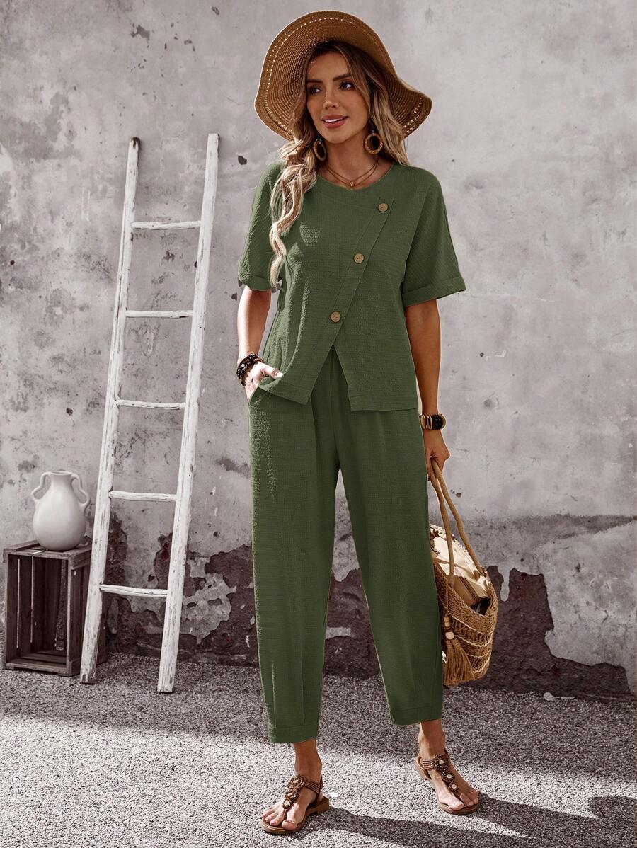 Conjunto Aurora Verão Blusa e Calça Casual