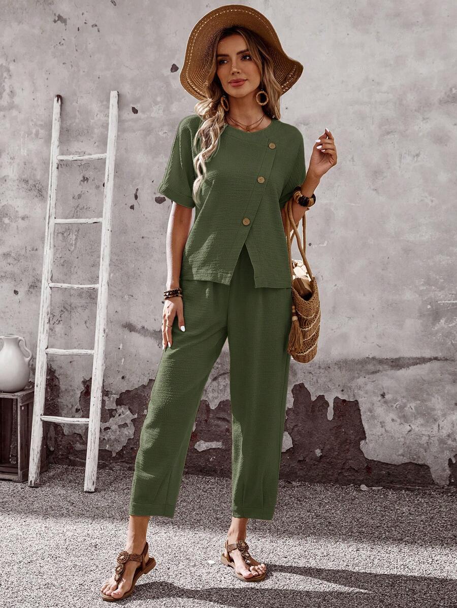 Conjunto Aurora Verão Blusa e Calça Casual