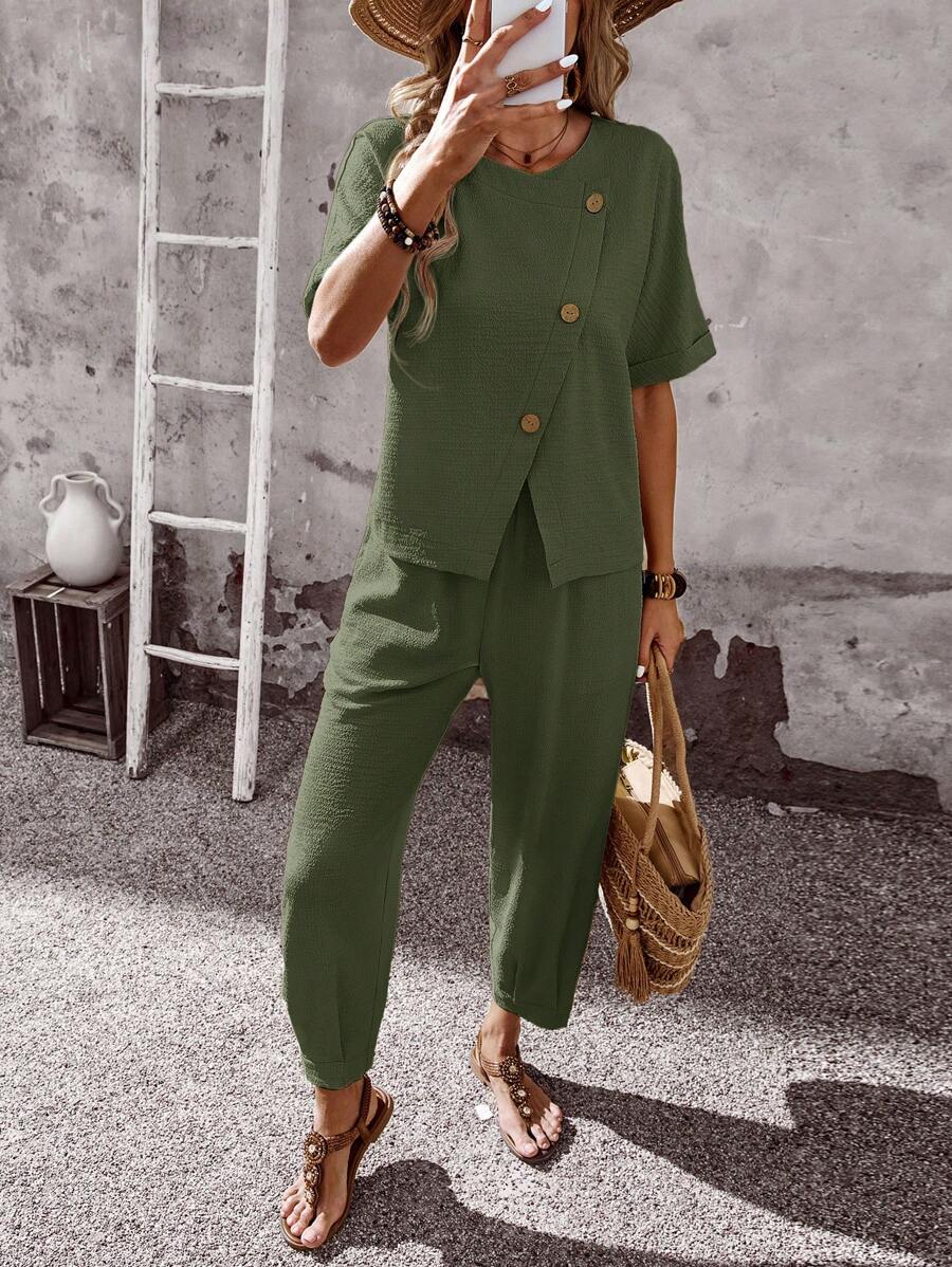 Conjunto Aurora Verão Blusa e Calça Casual