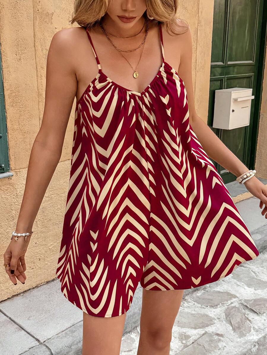 Macacão Curto Brillora Estampado Casual