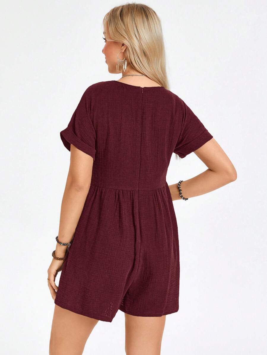 Macaquinho Laura Casual Jacquard Decote V